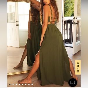Lulus green back less maxi dress